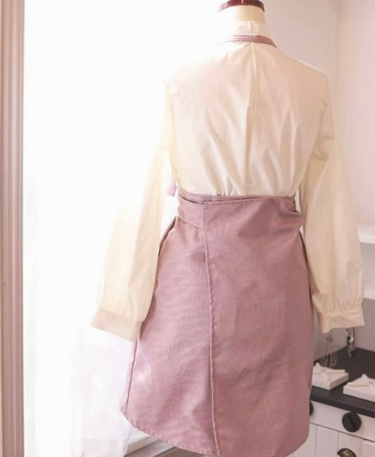 #801 在庫限り ピンク/ リボンエプロンワンピース