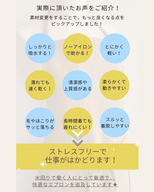 #602 在庫限り ネイビー【プロライン/スタンダードタイプ】トリマー さんの声から生まれた!吸水速乾・軽量・毛が落ちやすい ワーキングエプロン