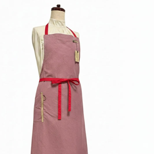 #003 発送3日以内 肩紐バッククロス　オールドローズ/ぬれんがね ベーシック 表地で吸水、裏地で水から守るエプロン 手もみ風コットン布地 NURENGANE BASIC apron