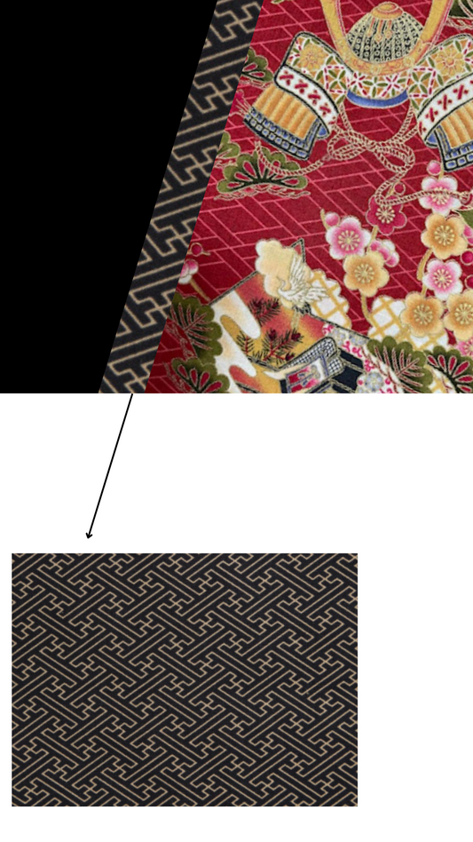 【ご注文事例】メンズオーダー和モダンエプロン 黒×赤兜 ロング丈