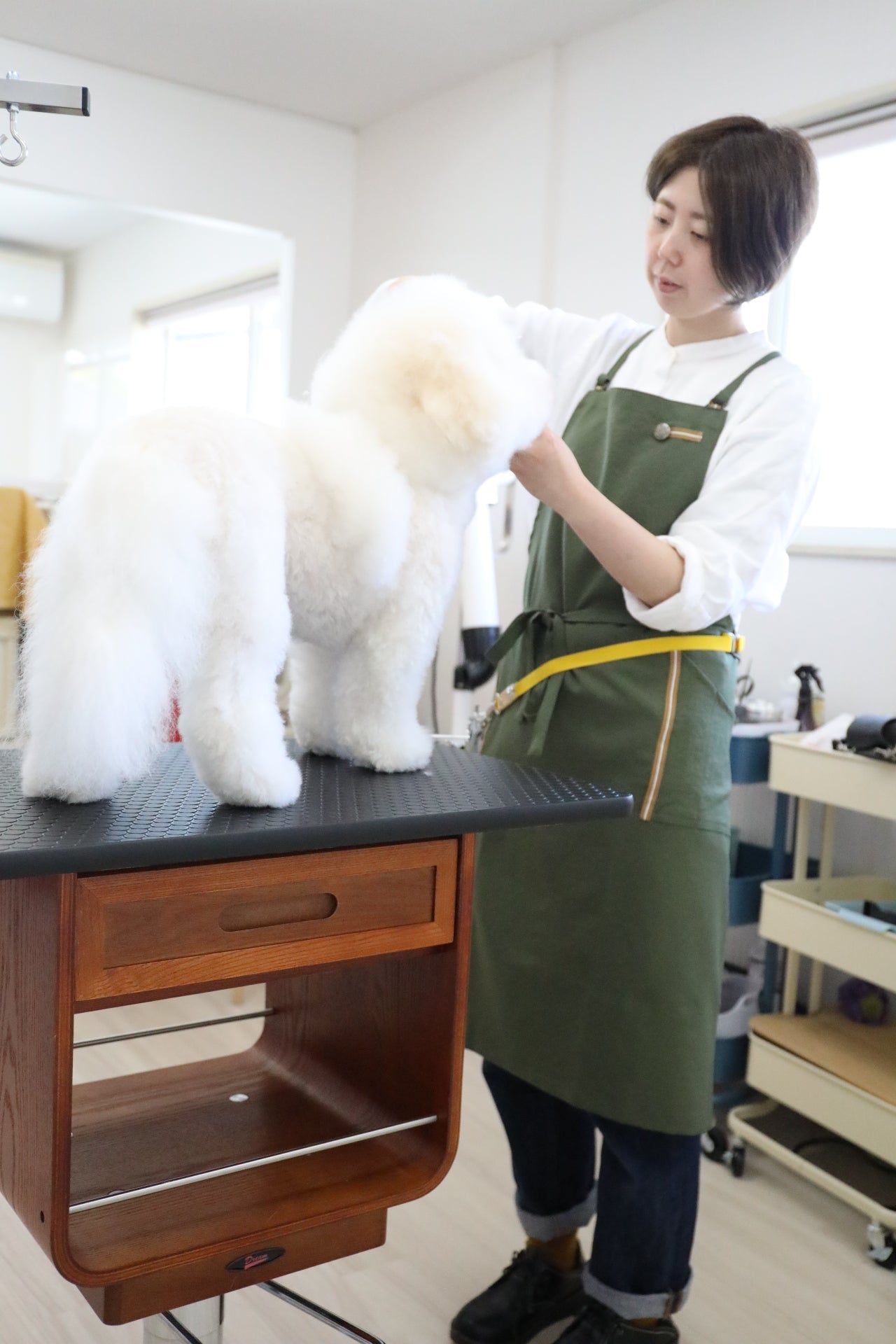 #602 在庫限り　ネイビー【プロライン/スタンダードタイプ】トリマー さんの声から生まれた！吸水速乾・軽量・毛が落ちやすい ワーキングエプロン